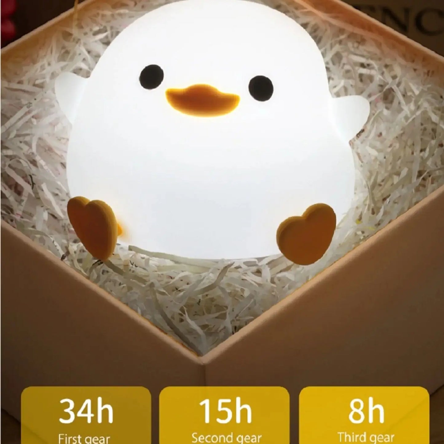 LED Night Light - Adorable Duck Cartoon Silicone Lamp with Touch Sensor, Timer, and USB Rechargeable for Children's Gifts