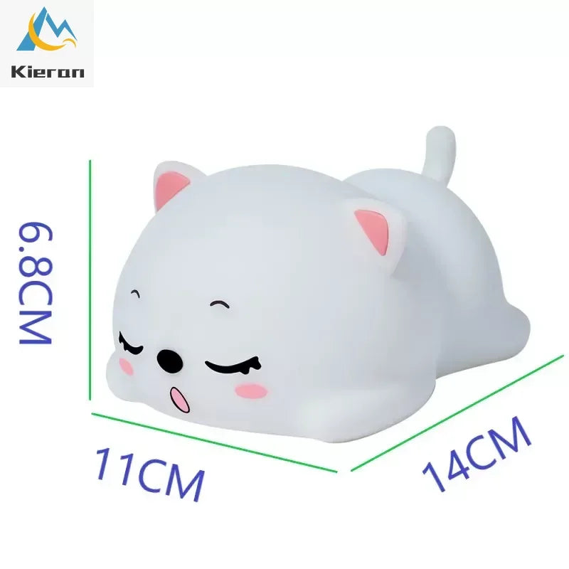 Rechargeable Silicone LED Night Light with Remote Control - Touch Sensor Cat Design for Kids' Bedroom and Nursery