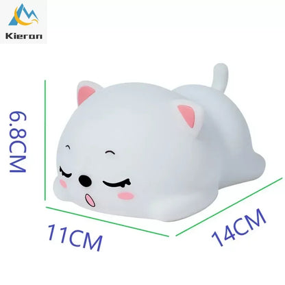 Rechargeable Silicone LED Night Light with Remote Control - Touch Sensor Cat Design for Kids' Bedroom and Nursery